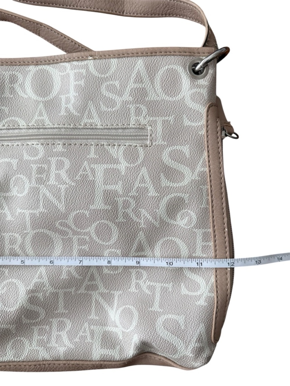 Neutral Monogram Crossbody Bag Multi Zip Beige Taupe Handbag Multi Compartment - Picture 15 of 16